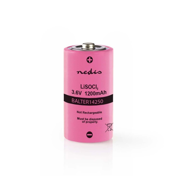 Nedis Lithiumthionylchloride-Batterij ER14250 | 3.6 V DC | Lithium Thionyl Chloride | 1200 mAh | 1-Blister | ER14250 | Roze in de groep HOME ELECTRONICS / Batterijen & Opladers / Batterijen / Overigen bij TP E-commerce Nordic AB (38-72987)