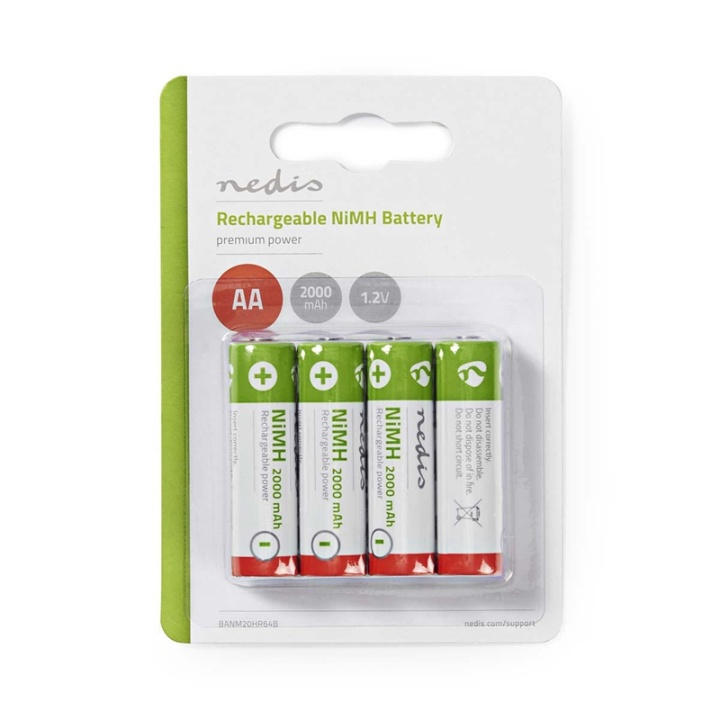 Nedis Oplaadbare NiMH-Batterij AA | 1.2 V DC | 2000 mAh | 4-Pak in de groep HOME ELECTRONICS / Batterijen & Opladers / Oplaadbare batterijen / AA bij TP E-commerce Nordic AB (38-72996)