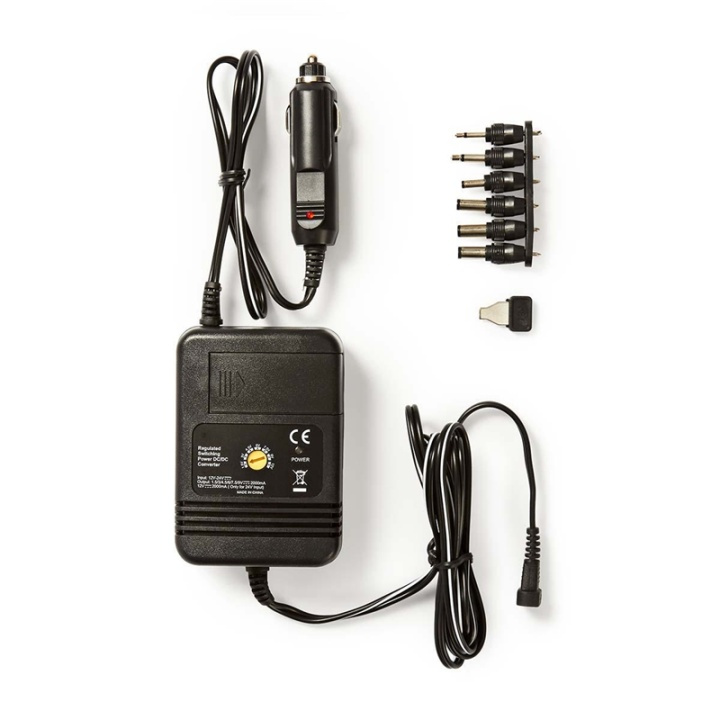 Nedis Universal DC Power Adapter | Auto-Adapter | 24 W | Ingangsvoltage: 12 V DC / 24 V DC | 1.5 / 3 / 4.5 / 6 / 7.5 / 9 / 12 V DC | Maximale uitgangsstroom per poort: 2.0 A | Zwart in de groep COMPUTERS & RANDAPPARATUUR / Laptops & accessoires / Computeroplader / Laptop oplader / Universal bij TP E-commerce Nordic AB (38-73101)