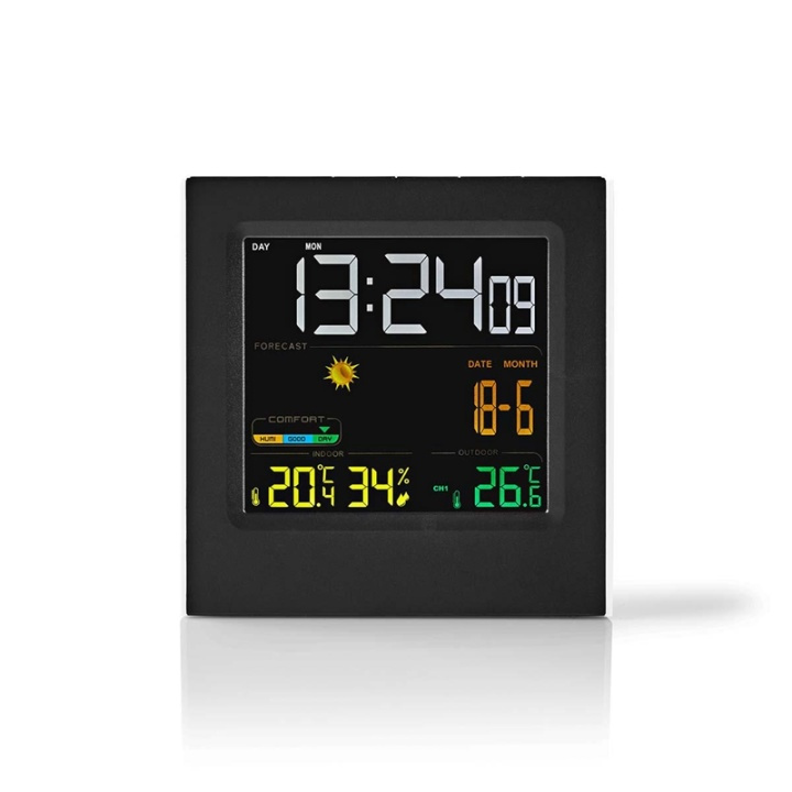 Nedis Weerstation | Binnen & Buiten | Inclusief draadloze weersensor | Weersvoorspelling | Tijdweergave | LED-Scherm | Wekkerfunctie in de groep HUISHOUDEN & TUIN / Ventilatoren & Klimaatproducten / Thermometers en weerstations bij TP E-commerce Nordic AB (38-73344)