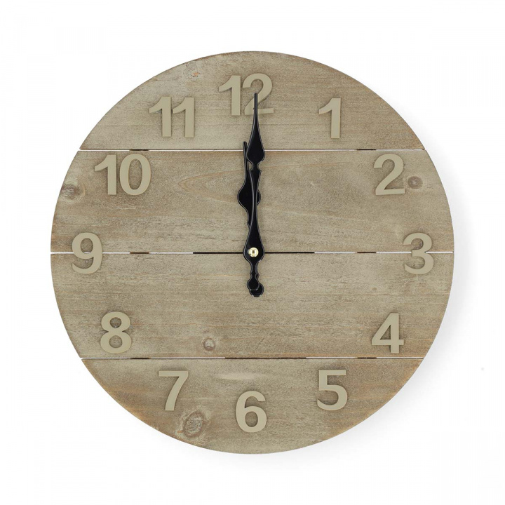 Nedis Wandklok | Diameter: 300 mm | Hout | Beige / Bruin in de groep HUISHOUDEN & TUIN / Horloges & Tellers / Wandklokken bij TP E-commerce Nordic AB (38-73367)