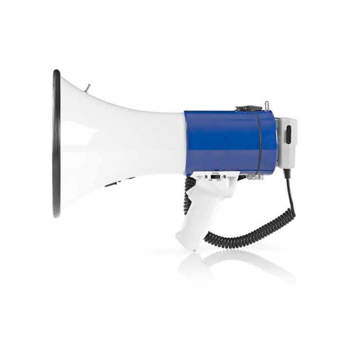 Nedis Megafoon | Maximaal bereik: 1500 m | Maximale volume: 120 dB | Afneembare Microfoon | Ingebouwde sirene | Schouder riem | Blauw / Wit in de groep HOME ELECTRONICS / Audio & Beeld / Megafoons bij TP E-commerce Nordic AB (38-74415)