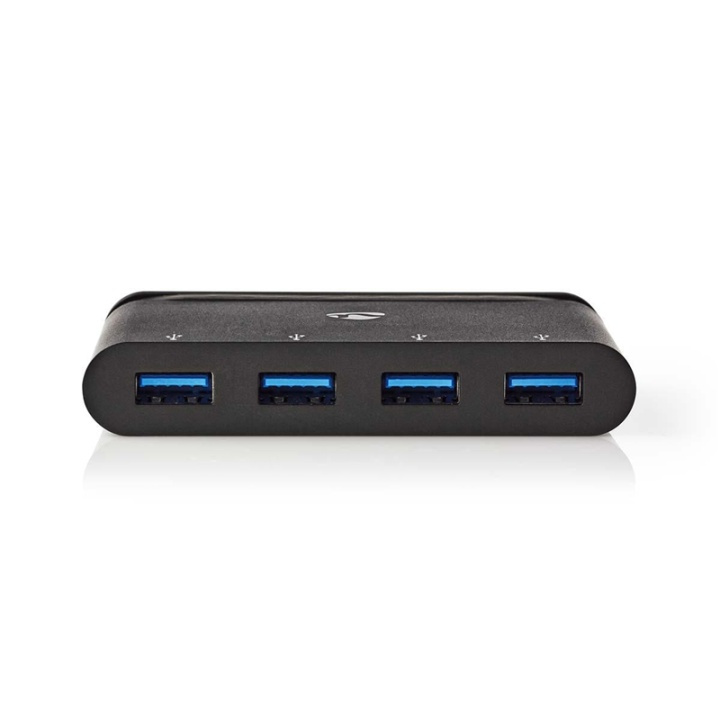 Nedis USB Multi-Port Adapter | USB 3.2 Gen 1 | USB-C™ Male | 4x USB-A | Rond | Vernikkeld | Zwart | Window Box met Euro Lock in de groep COMPUTERS & RANDAPPARATUUR / Computeraccessoires / USB-hubs bij TP E-commerce Nordic AB (38-74441)