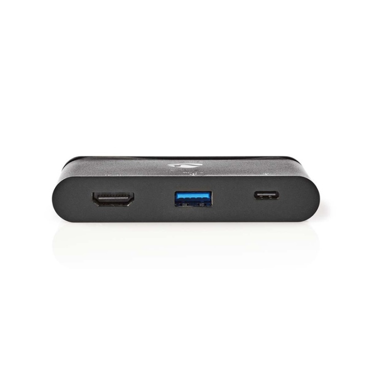 Nedis USB Multi-Port Adapter | USB 3.2 Gen 1 | USB-C™ Male | HDMI™ Female / USB-A Female / USB-C™ Female | Rond | Vernikkeld | Zwart | Window Box met Euro Lock in de groep COMPUTERS & RANDAPPARATUUR / Computeraccessoires / USB-hubs bij TP E-commerce Nordic AB (38-74445)