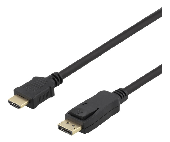 DELTACO DP - HDMI kabel, 10m, 3840x2160 bij 30Hz, 10.8Gb/s, zwart in de groep HOME ELECTRONICS / Kabels & Adapters / HDMI / Kabels bij TP E-commerce Nordic AB (38-74620)