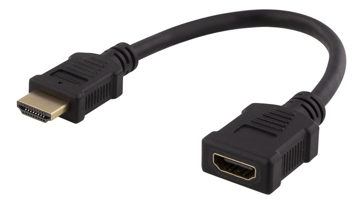 DELTACO Flexible HDMI adapter, 0,2m, HDMI M/F, UHD, black in de groep HOME ELECTRONICS / Kabels & Adapters / HDMI / Adapters bij TP E-commerce Nordic AB (38-74647)