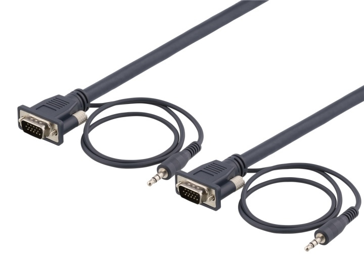 DELTACO monitor cable HD15 ma-ma, 7m, 1920x1200 60Hz, 3.5mm audio in de groep COMPUTERS & RANDAPPARATUUR / Computerkabels / VGA / Kabels bij TP E-commerce Nordic AB (38-74662)