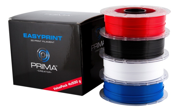 PrimaCreator EasyPrint PLA Value Pack Standard, 1.75 mm, 4 x 500 g in de groep COMPUTERS & RANDAPPARATUUR / Printers & Accessoires / Printers / 3D-printer en Accessoires / Tillbehör bij TP E-commerce Nordic AB (38-74863)