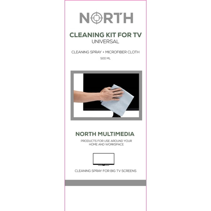 NORTH Cleaning Kit For TV 500ml Cleaning spray and Microfiber cloth in de groep HOME ELECTRONICS / Audio & Beeld / TV & Accessoires / Draadloze mediaspeler bij TP E-commerce Nordic AB (38-75035)