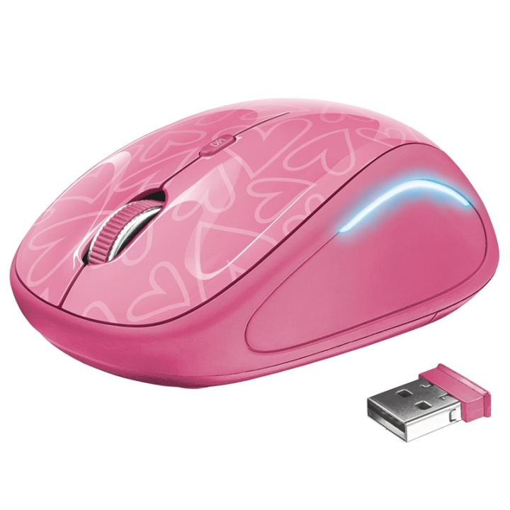 Trust Yvi FX Trådlös mus Rosa in de groep COMPUTERS & RANDAPPARATUUR / Muizen en toetsenborden / Muizen / Draadloos bij TP E-commerce Nordic AB (38-76936)