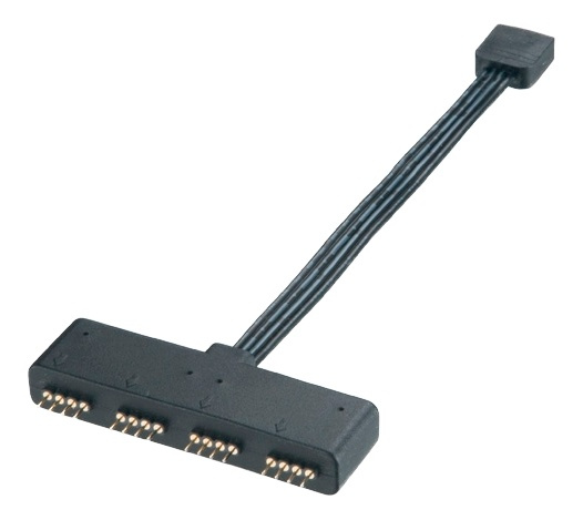 Akasa RGB LED Splitter Cable, 1 to 4 devices, 10cm, black in de groep COMPUTERS & RANDAPPARATUUR / Computeraccessoires / Overige bij TP E-commerce Nordic AB (38-77011)
