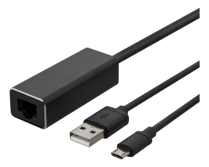 DELTACO Ethernet-adapter for ChromeCast, USB, RJ45, black in de groep COMPUTERS & RANDAPPARATUUR / Netwerk / Netwerkkaarten / USB bij TP E-commerce Nordic AB (38-77064)