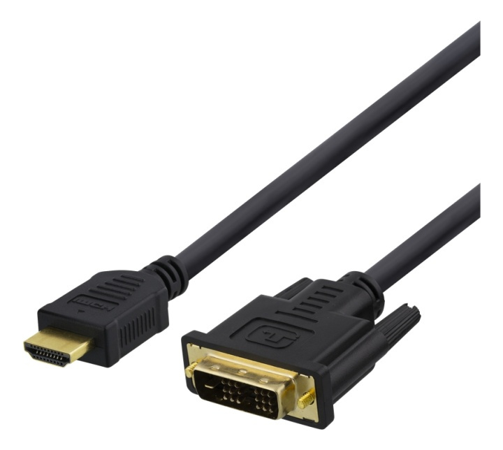 DELTACO HDMI to DVI cable, 2m, Full HD, black in de groep HOME ELECTRONICS / Kabels & Adapters / HDMI / Kabels bij TP E-commerce Nordic AB (38-77065)