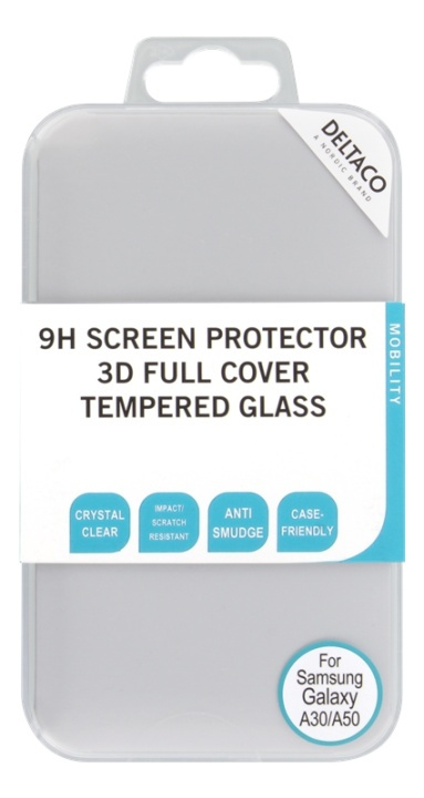 DELTACO screen protector, Galaxy A30/A50, 2.5D full coverage glass in de groep SMARTPHONE & TABLETS / Mobielbescherming / Samsung bij TP E-commerce Nordic AB (38-77076)