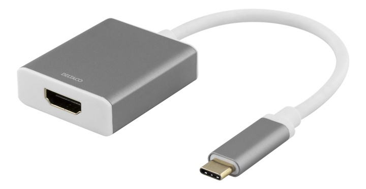 DELTACO USB-C - HDMI, 4096x2160 60Hz, 0.2m, space gray in de groep HOME ELECTRONICS / Kabels & Adapters / HDMI / Adapters bij TP E-commerce Nordic AB (38-77081)