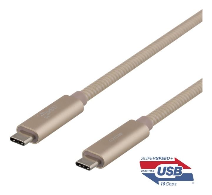 DELTACO USB-C SuperSpeed cable, 1m, braided, USB 3.1 Gen 2, 10 Gbps, 1 in de groep COMPUTERS & RANDAPPARATUUR / Computerkabels / USB / USB-C bij TP E-commerce Nordic AB (38-77109)