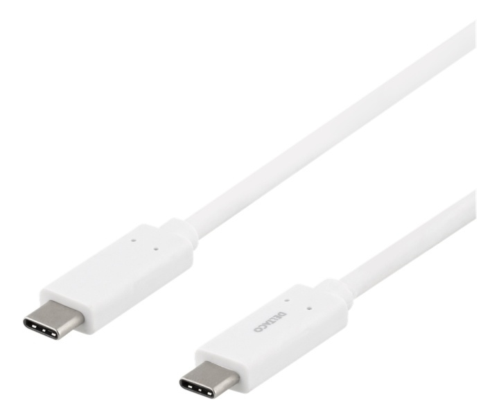 DELTACO USB-C to USB-C cable, 1m, 1.5A, , USB 3.1 Gen, E-Marker, white in de groep COMPUTERS & RANDAPPARATUUR / Computerkabels / USB / USB-C bij TP E-commerce Nordic AB (38-77116)