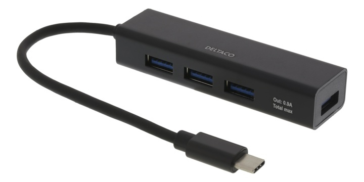 DELTACO USB C HUB 4port Black in de groep COMPUTERS & RANDAPPARATUUR / Computeraccessoires / USB-hubs bij TP E-commerce Nordic AB (38-77133)