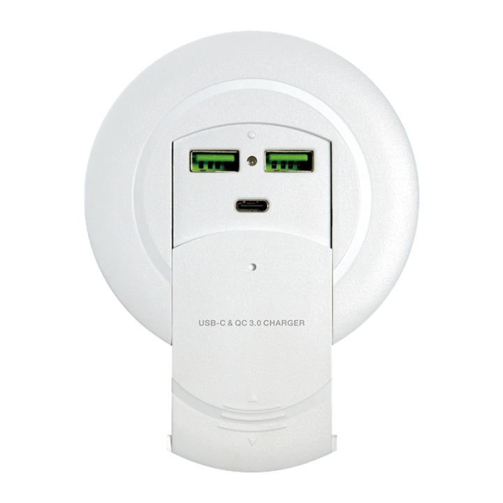 90W Desktop embedded charging station, USB-C and QC3.0, 90W USB-C PD, in de groep COMPUTERS & RANDAPPARATUUR / Computeraccessoires / Overige bij TP E-commerce Nordic AB (38-77163)