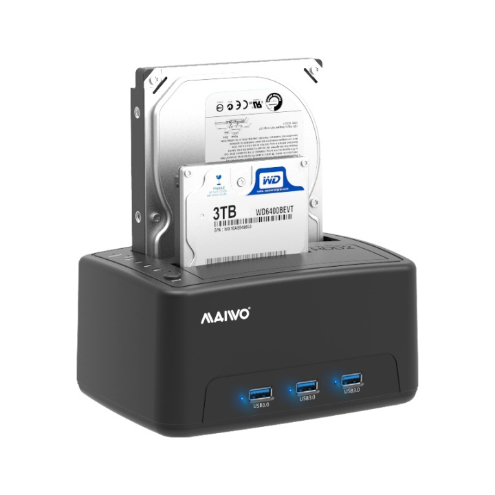 Two bay HDD/SSD docking station, USB 3.1 Gen 1, USB-A, 5 Gbps, black in de groep COMPUTERS & RANDAPPARATUUR / Laptops & accessoires / Docking station bij TP E-commerce Nordic AB (38-77169)