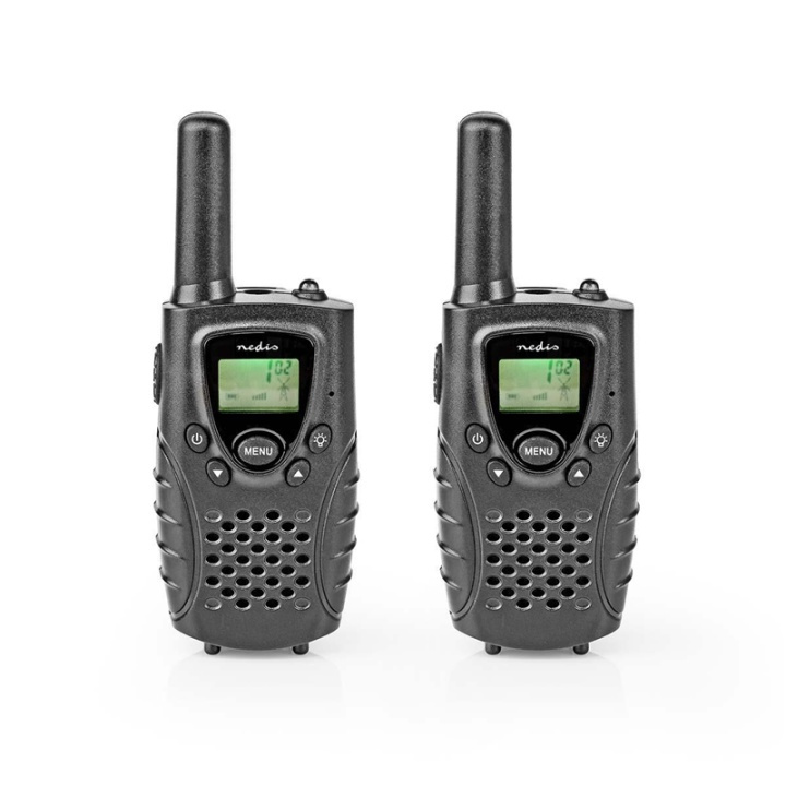 Nedis Walkie talkie Set | 2 Handsets | Tot 8 km | Frequentiekanalen: 8 | PTT / VOX | tot 2,5 uur | Koptelefoonoutput | Zwart in de groep SPORT, VRIJE TIJD & HOBBY / Buitenrecreatie / Walkietalkies bij TP E-commerce Nordic AB (38-77348)