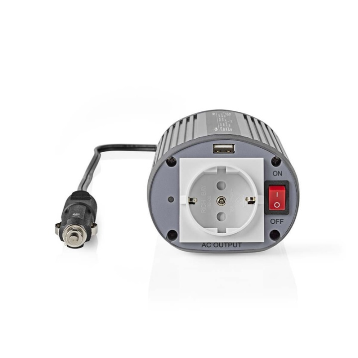 Nedis Omvormer Gemodificeerde Sinusgolf | Ingangsvoltage: 24 V DC | Apparaat stroomoutput: Type F (CEE 7/3) / USB-A | 230 V AC 50 Hz | 150 W | Piekvermogen: 300 W | Sigarettenaansteker | Zilver in de groep HUISHOUDEN & TUIN / Elektriciteit & Verlichting / Spanning converters bij TP E-commerce Nordic AB (38-77432)