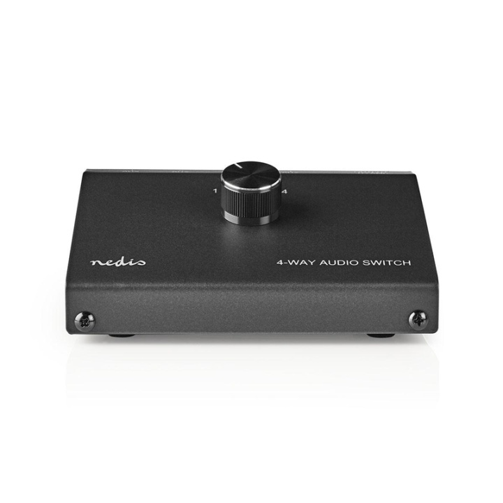 Analoge Audio-Switch | 4-Poorts poort(en) | Input: 1x 3,5 mm / 3x (2x RCA Female) | Output: 1x (2x RCA Female) | Manueel | Metaal | Zwart in de groep HOME ELECTRONICS / Audio & Beeld / Luidsprekers & accessoires / Accessoires bij TP E-commerce Nordic AB (38-77512)