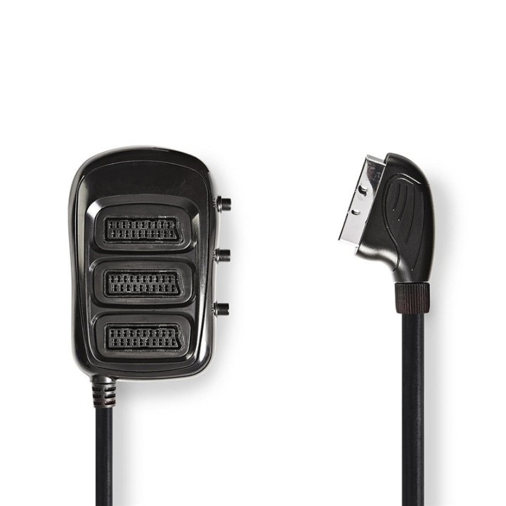 Nedis SCART-Switchbox | SCART Male | 3x SCART Female | Vernikkeld | Maximale resolutie: 1024x576 | 0.50 m | Rond | PVC | Zwart | Envelop in de groep HOME ELECTRONICS / Kabels & Adapters / Scart bij TP E-commerce Nordic AB (38-77529)