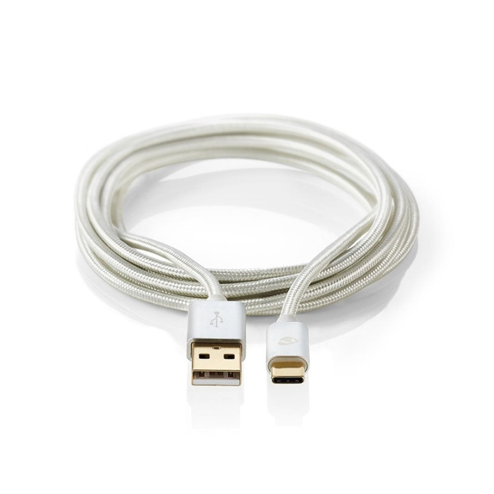 Nedis USB-Kabel | USB 2.0 | USB-A Male | USB-C™ Male | 15 W | 480 Mbps | Verguld | 1.00 m | Rond | Gevlochten / Nylon | Aluminium | Cover Window Box in de groep SMARTPHONE & TABLETS / Opladers & Kabels / Kabels / Kabels Type C bij TP E-commerce Nordic AB (38-77537)