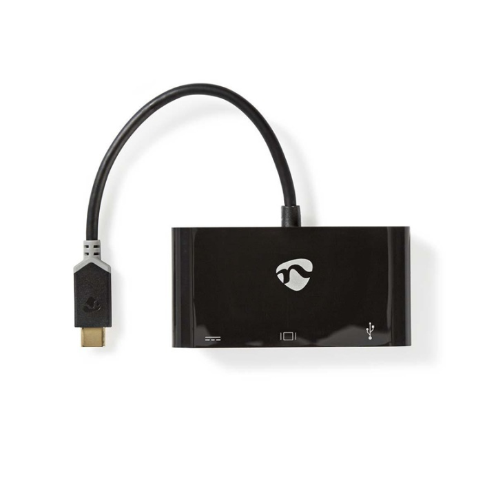 Nedis USB Multi-Port Adapter | USB 3.2 Gen 1 | USB-C™ Male | USB-A Female / USB-C™ Female / VGA Female 15p | 0.20 m | Rond | Verguld | PVC | Antraciet | Window Box in de groep SMARTPHONE & TABLETS / Opladers & Kabels / Adapters bij TP E-commerce Nordic AB (38-77571)