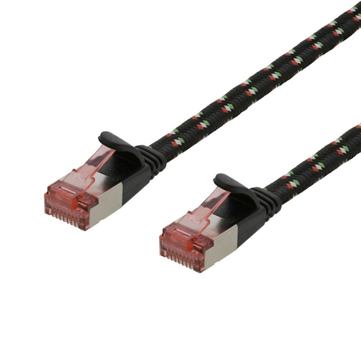 DELTACO Tough Flat CAT.6A U/FTP Patch Cable, 28AWG, 1.5m, black in de groep COMPUTERS & RANDAPPARATUUR / Computerkabels / Netwerkkabels / Cat6 bij TP E-commerce Nordic AB (38-78188)