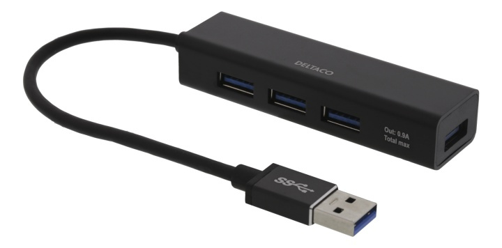 DELTACO USB3.0 4port hub black in de groep COMPUTERS & RANDAPPARATUUR / Computeraccessoires / USB-hubs bij TP E-commerce Nordic AB (38-78195)