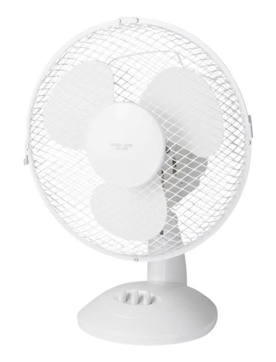 nordichome Desk Fan, 230mm, two speed setting, 20W, tiltable, white in de groep HUISHOUDEN & TUIN / Ventilatoren & Klimaatproducten / Tafelventilatoren bij TP E-commerce Nordic AB (38-78271)