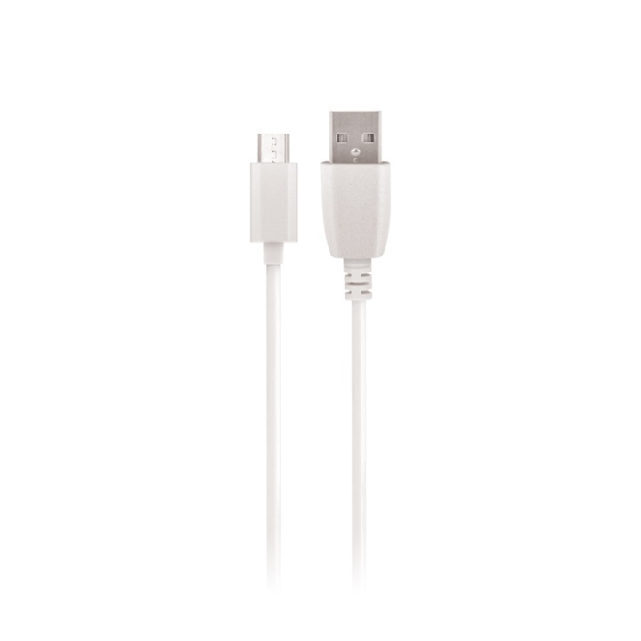 Setty Micro-USB till USB A 2.0 kabel 1 m, Vit in de groep SMARTPHONE & TABLETS / Opladers & Kabels / Kabels / Kabels microUSB bij TP E-commerce Nordic AB (38-79028)