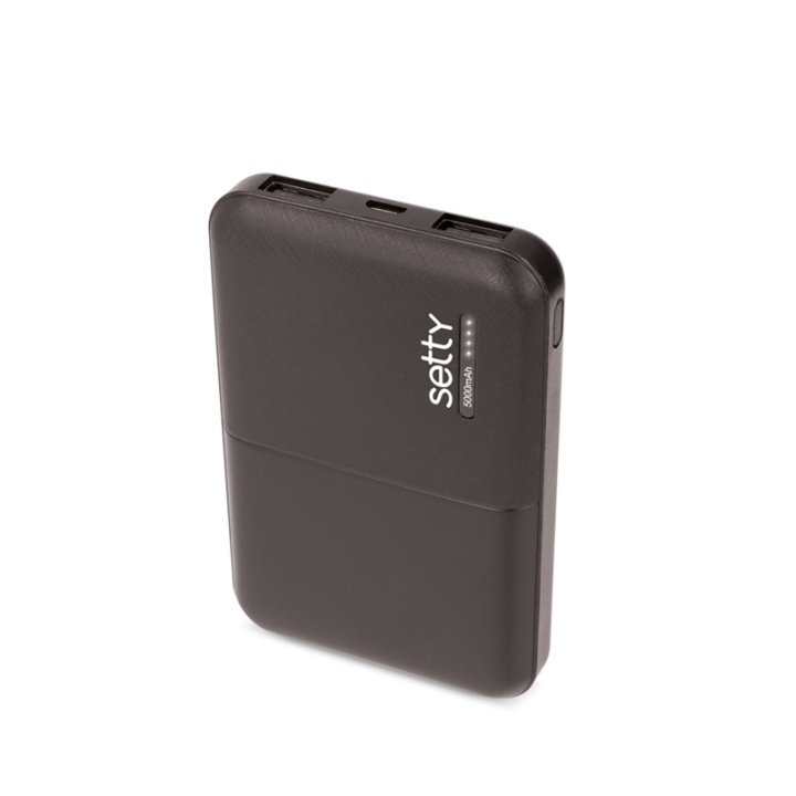 Setty Powerbank 5000 mAh Zwart in de groep SMARTPHONE & TABLETS / Opladers & Kabels / Powerbanks bij TP E-commerce Nordic AB (38-79053)