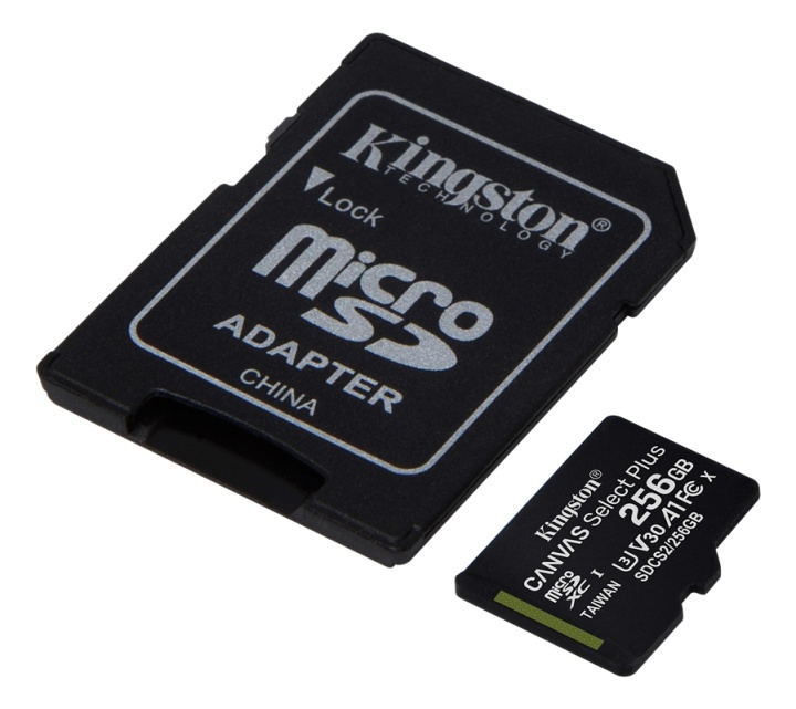 Kingston 256GB micSDXC Canvas Select Plus 100R A1 C10 Card + ADP in de groep HOME ELECTRONICS / Opslagmedia / Geheugenkaarten / MicroSD/HC/XC bij TP E-commerce Nordic AB (38-79237)