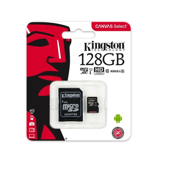 Kingston Canvas Select Minneskort microSDXC (128GB) + Adapter in de groep HOME ELECTRONICS / Opslagmedia / Geheugenkaarten / MicroSD/HC/XC bij TP E-commerce Nordic AB (38-79324)
