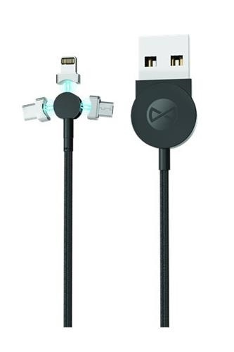 Forever Core 3i1 Magnetisk Synk/laddkabel - USB-C/Lightning/microUSB, 1m in de groep SMARTPHONE & TABLETS / Opladers & Kabels / Kabels / Kabels microUSB bij TP E-commerce Nordic AB (38-79387)