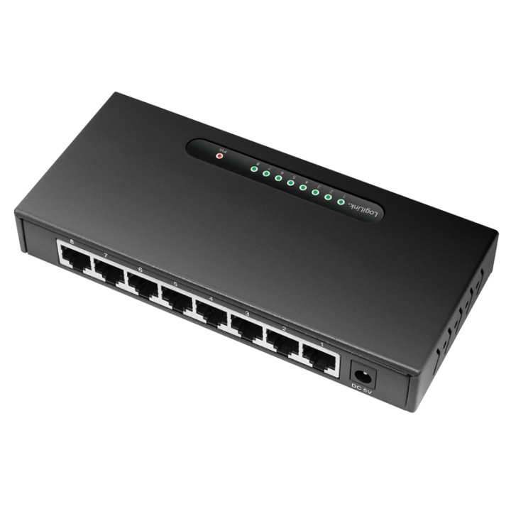 LogiLink Gigabit 8-port Switch Metall in de groep COMPUTERS & RANDAPPARATUUR / Netwerk / Schakelaars / 10/100/1000Mbps bij TP E-commerce Nordic AB (38-79405)