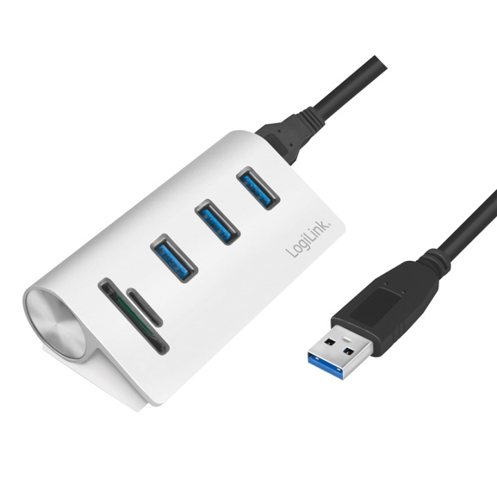 LogiLink USB3.0 3-port hub + minneskort in de groep COMPUTERS & RANDAPPARATUUR / Computeraccessoires / USB-hubs bij TP E-commerce Nordic AB (38-79408)