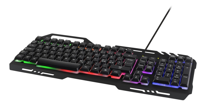 DELTACO GAMING RGB lit keyboard, metal frame, USB, black in de groep COMPUTERS & RANDAPPARATUUR / GAMING / Toetsenborden bij TP E-commerce Nordic AB (38-80050)