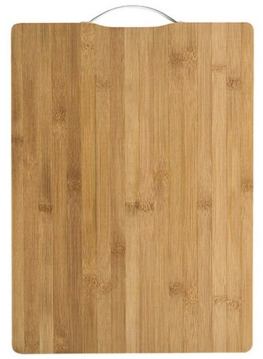 Snijplank van bamboe met metalen handvat (45x32cm) in de groep HUISHOUDEN & TUIN / Keukengerei / Overige keukengereedschap bij TP E-commerce Nordic AB (38-80536)