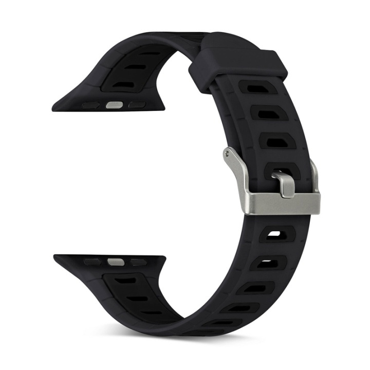 Siliconen horlogeband compatibel met Apple Watch, 42/44mm, Zwart in de groep SMARTPHONE & TABLETS / Training, thuis & vrije tijd / Apple Watch & Accessoires / Accessoires bij TP E-commerce Nordic AB (38-80873)