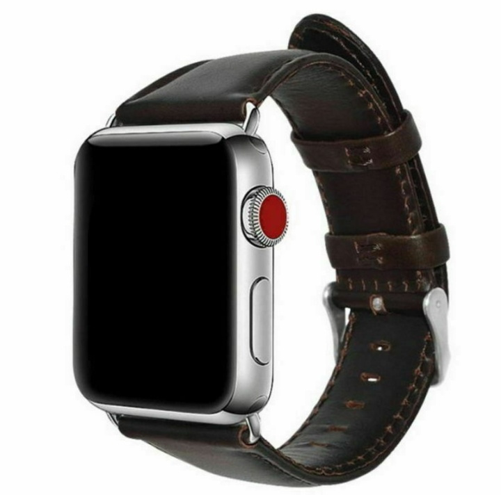 Horlogeband van imitatieleer voor Apple Watch, 42/44/45mm, Donkerbruin in de groep SMARTPHONE & TABLETS / Training, thuis & vrije tijd / Apple Watch & Accessoires / Accessoires bij TP E-commerce Nordic AB (38-80903)