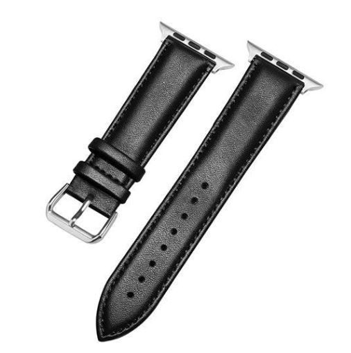 Horlogeband van imitatieleer voor Apple Watch, 42/44/45mm, Zwart in de groep SMARTPHONE & TABLETS / Training, thuis & vrije tijd / Apple Watch & Accessoires / Accessoires bij TP E-commerce Nordic AB (38-80906)