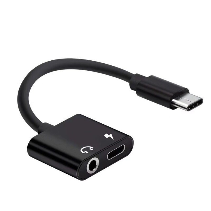 USB-C Dual Adapter, Laddning och 3,5 mm in de groep SMARTPHONE & TABLETS / Opladers & Kabels / Adapters bij TP E-commerce Nordic AB (38-80914)