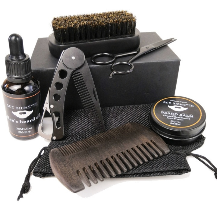 Baardverzorgingsset in 6 delen in de groep BEAUTY & HEALTH / Haar & Styling / Scheren & Trimmen / Baardkammen & Scheerborstels bij TP E-commerce Nordic AB (38-80988)