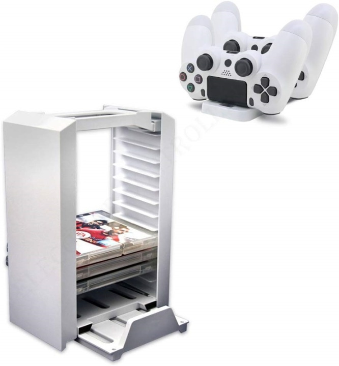Multifunktionell lagringsstativ till PS4, Vit in de groep HOME ELECTRONICS / Spelconsoles en accessoires / Sony PlayStation 4 / Accessoires bij TP E-commerce Nordic AB (38-81230)