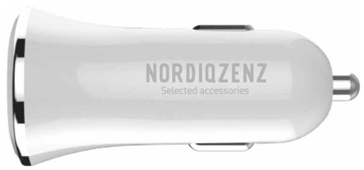 NORDIQZENZ Autolader 2,4A, 2xUSB, Wit in de groep SMARTPHONE & TABLETS / Opladers & Kabels / Autoladers / Autoladers USB bij TP E-commerce Nordic AB (38-81366)