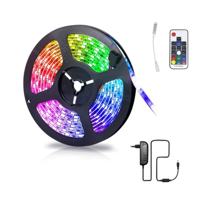 3528 RGB LED-strip med fjärrkontroll, 5m in de groep HOME ELECTRONICS / Verlichting / LED strips bij TP E-commerce Nordic AB (38-81511)